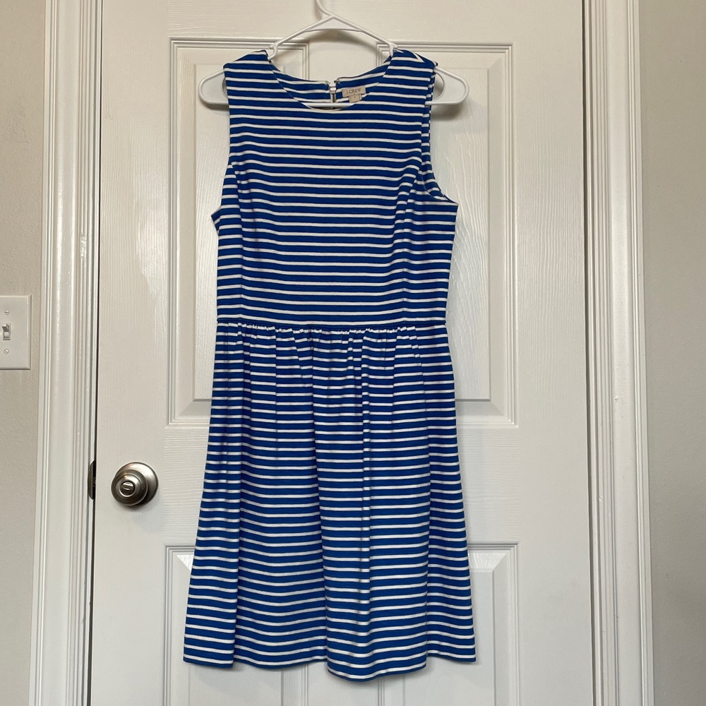 J. Crew blue & white striped tank dress